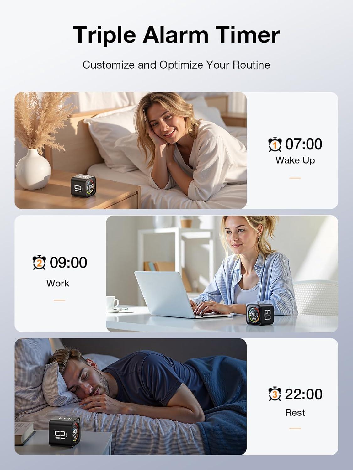 image:imageTK3 Pomodoro Timer Cube Desk Productivity Timer with 5103060 Min Presets Custom Countdown Stopwatch Clock 3 Alarm Silent Vibrate amp Sound Alert for Task ADHD Study Kitchen BlackBlack