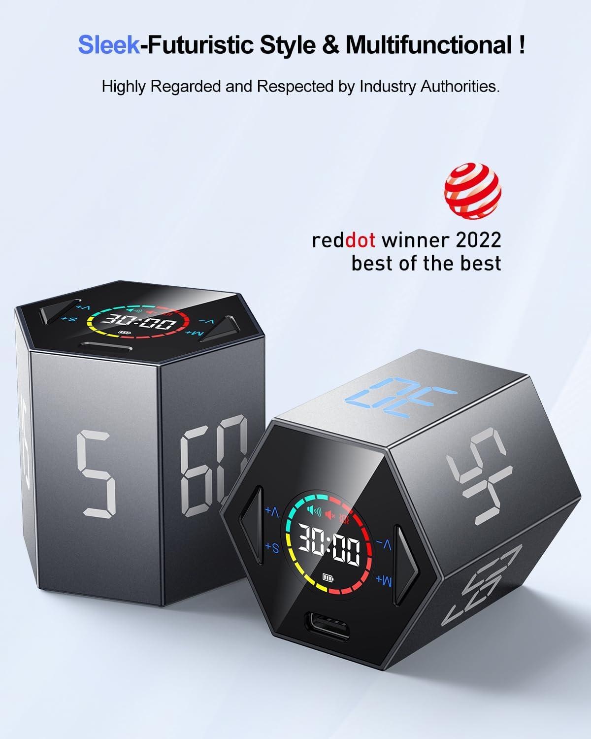 image:imageTicktime Pomodoro Timer Cube Hexagon Productivity Timer Pause amp Resume Silent Vibrate amp Adjustable Sound Alert for ADHD Task Work Study 51525304560min amp Custom CountdownGrayGray