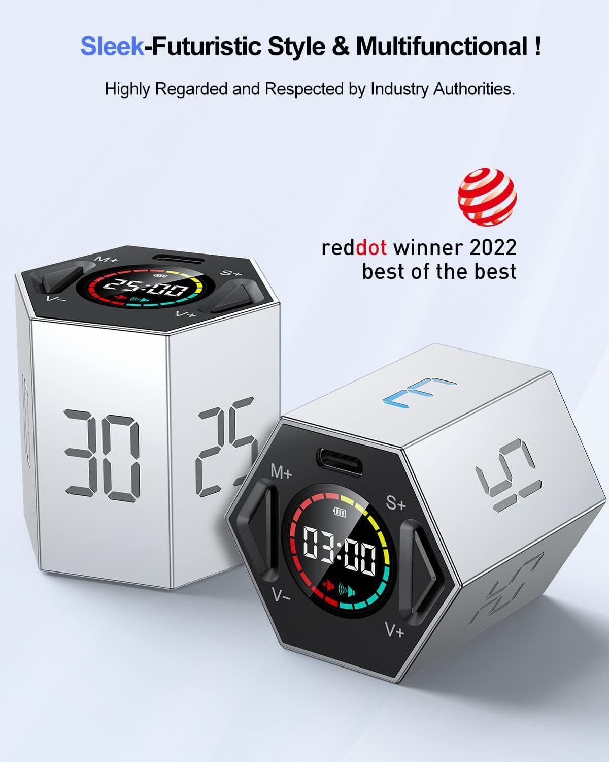 image:imageTicktime Pomodoro Timer Productivity Timer Cube 51525304560 Min Presets Custom Countdown amp Stopwatch 1s99m59s SoundVibrationSilent Magnetic Rechargeable for ADHD Study WorkVioletGray
