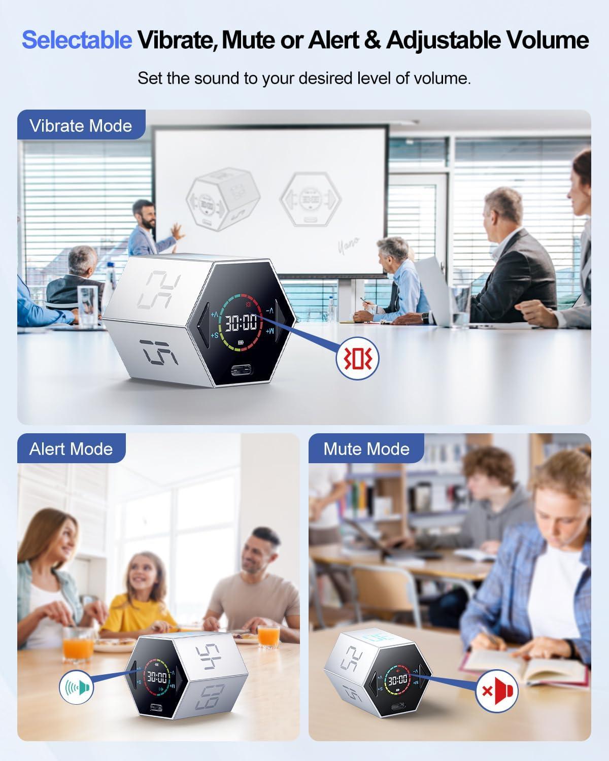 image:imageTicktime Pomodoro Timer Productivity Timer Cube 51525304560 Min Presets Custom Countdown amp Stopwatch 1s99m59s SoundVibrationSilent Magnetic Rechargeable for ADHD Study WorkVioletSilver