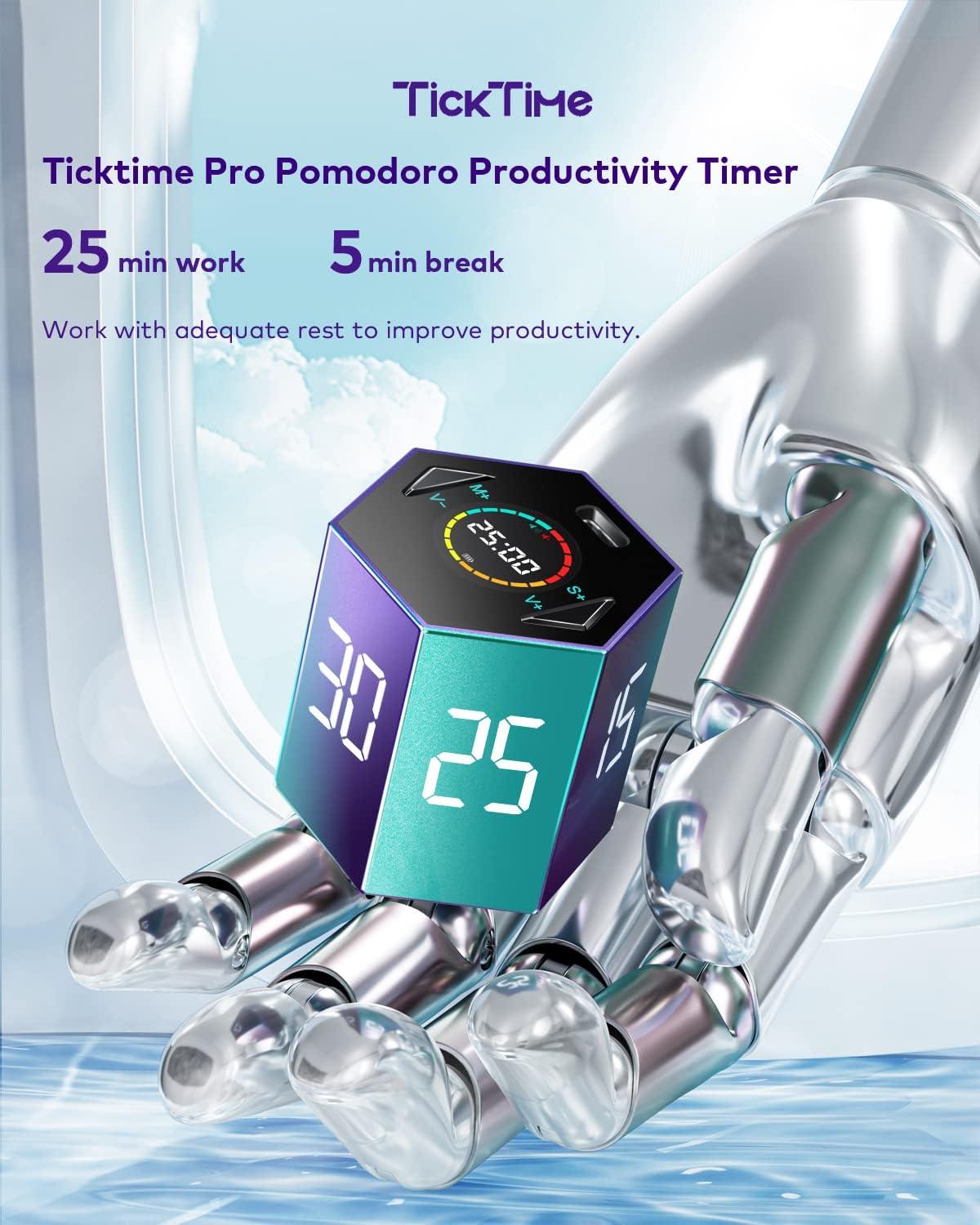 image:imageTicktime Pomodoro Timer Productivity Timer Cube 51525304560 Min Presets Custom Countdown amp Stopwatch 1s99m59s SoundVibrationSilent Magnetic Rechargeable for ADHD Study WorkVioletViolet