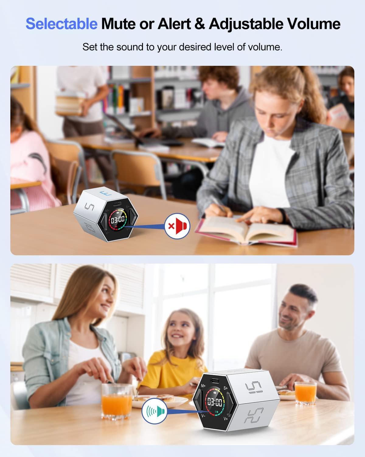 image:imageTicktime Pomodoro Timer Productivity Timer Cube 51525304560 Min Presets Custom Countdown amp Stopwatch 1s99m59s SoundVibrationSilent Magnetic Rechargeable for ADHD Study WorkVioletGray