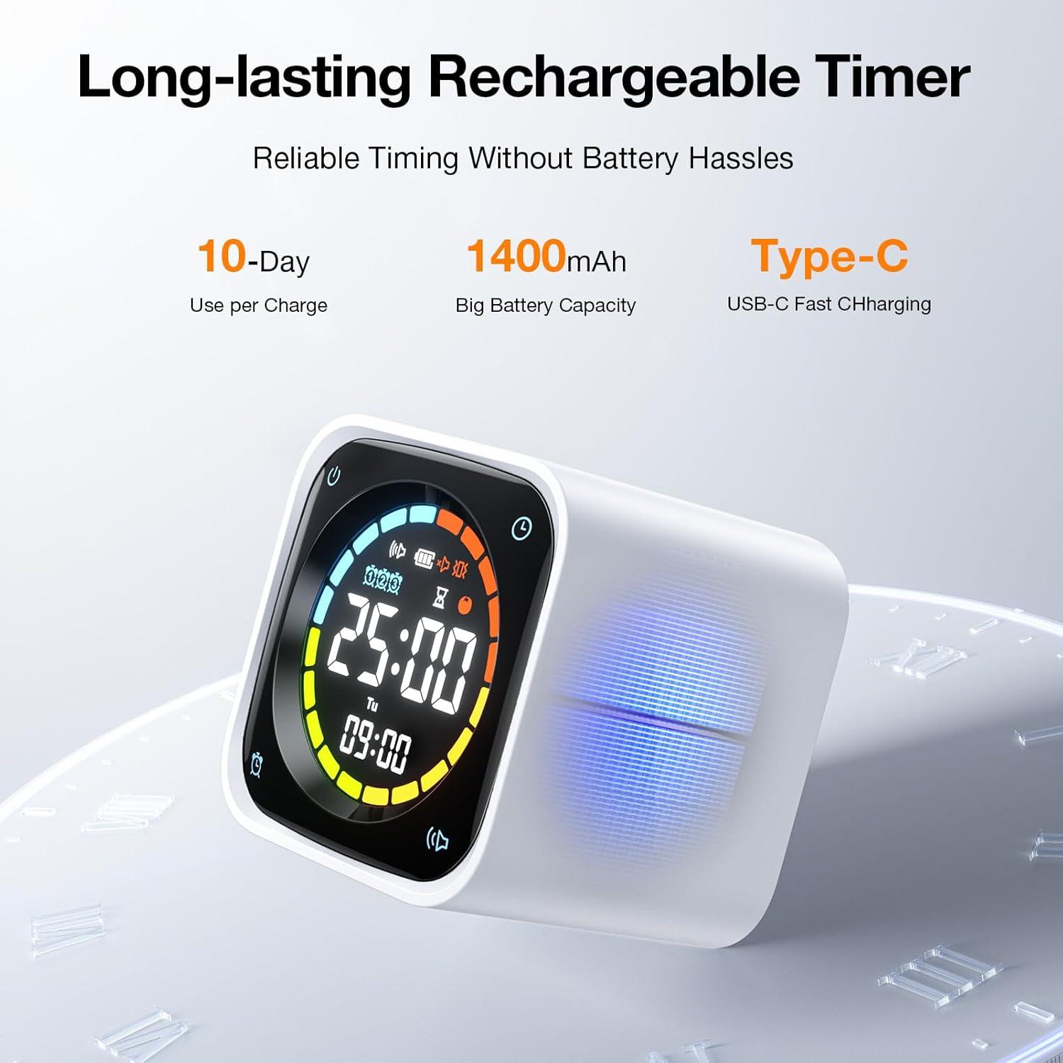 image:imageTicktime TK3 Pomodoro Timer Cube Productivity Timer 5103060 Min Presets Custom Countdown Stopwatch amp Clock Triple Alarms SilentVibrationSound Alerts Rechargeable for ADHD Study Task WhiteWhite