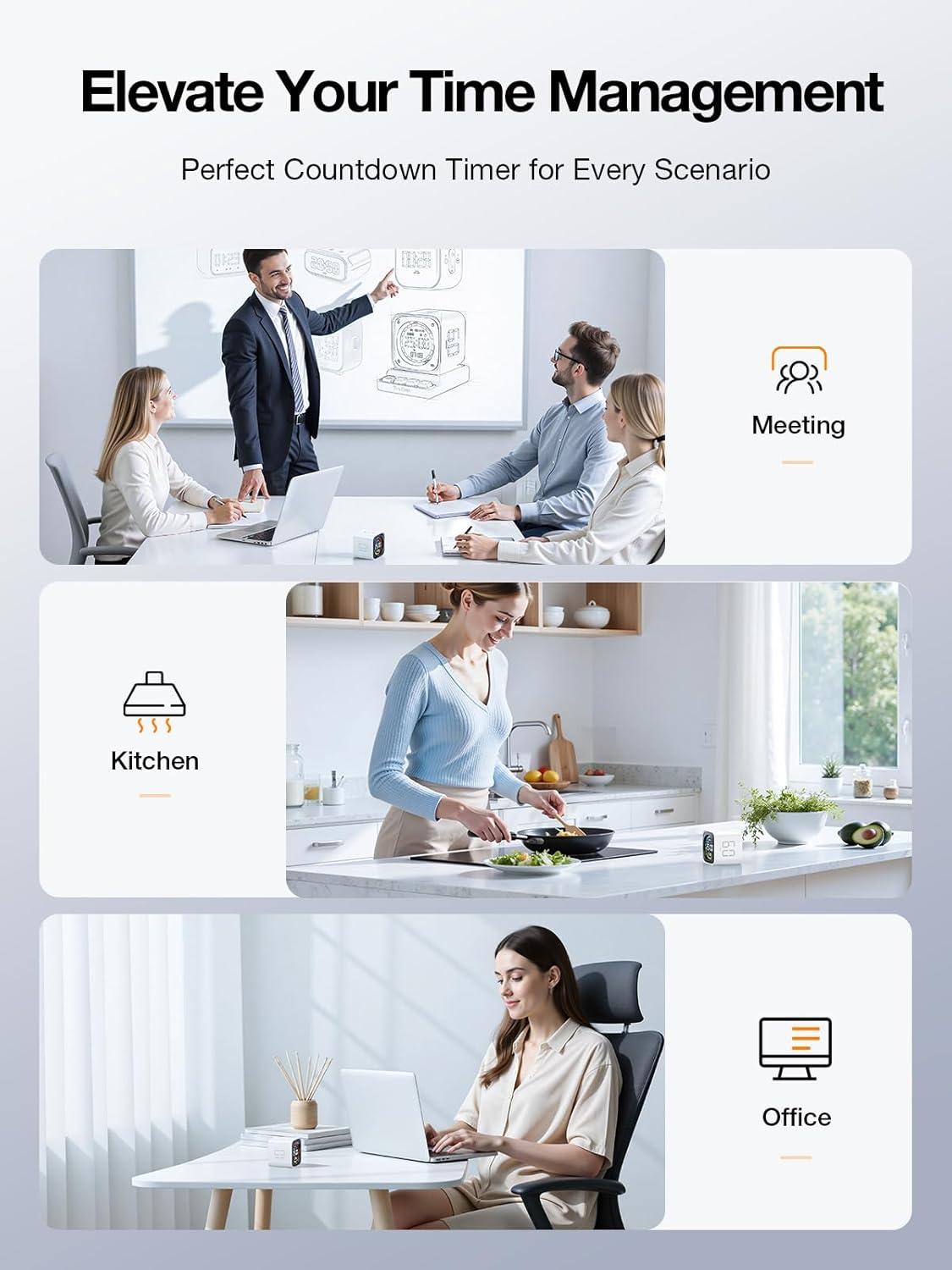 image:imageTicktime TK3 Pomodoro Timer Cube Productivity Timer 5103060 Min Presets Custom Countdown Stopwatch amp Clock Triple Alarms SilentVibrationSound Alerts Rechargeable for ADHD Study Task WhiteWhite