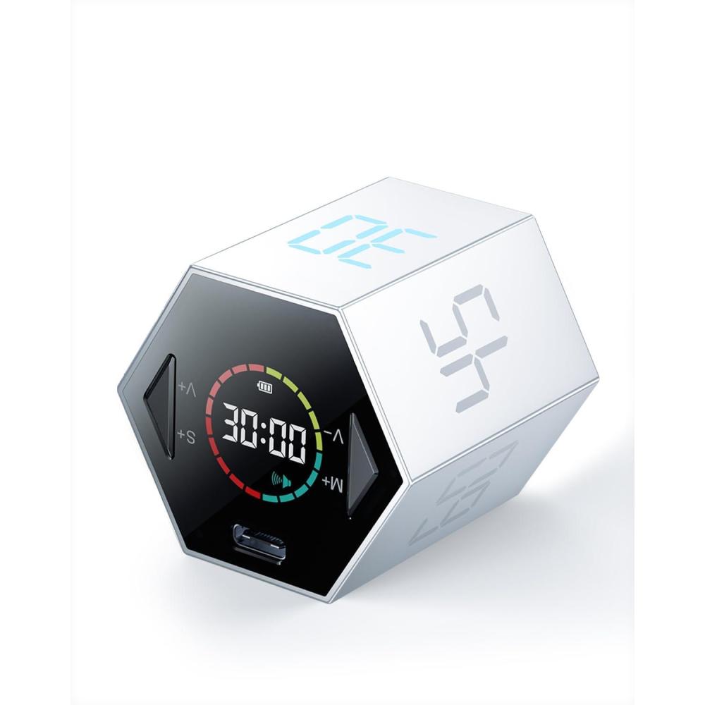 image:imageTicktime Pomodoro Timer Productivity Timer Cube 51525304560 Min Presets Custom Countdown amp Stopwatch 1s99m59s SoundVibrationSilent Magnetic Rechargeable for ADHD Study WorkVioletSilver