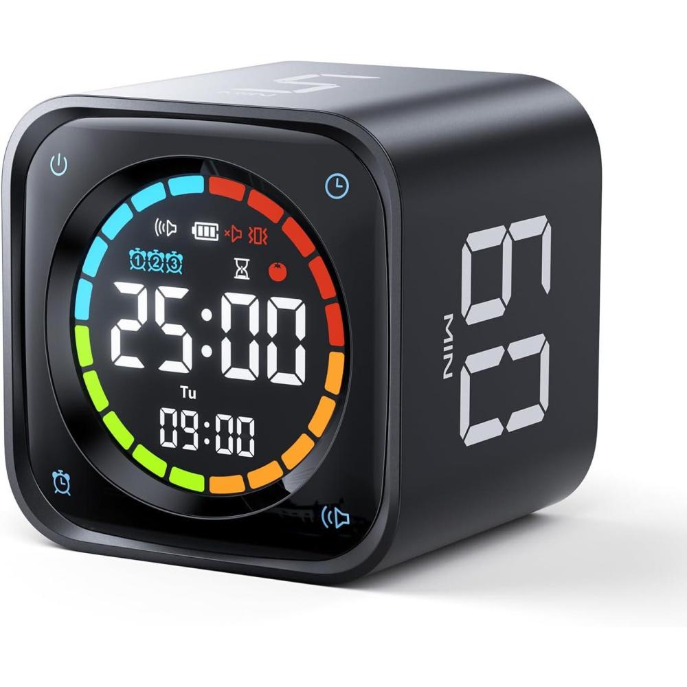 image:imageTicktime TK3 Pomodoro Timer Cube Productivity Timer 5103060 Min Presets Custom Countdown Stopwatch amp Clock Triple Alarms SilentVibrationSound Alerts Rechargeable for ADHD Study Task WhiteBlack