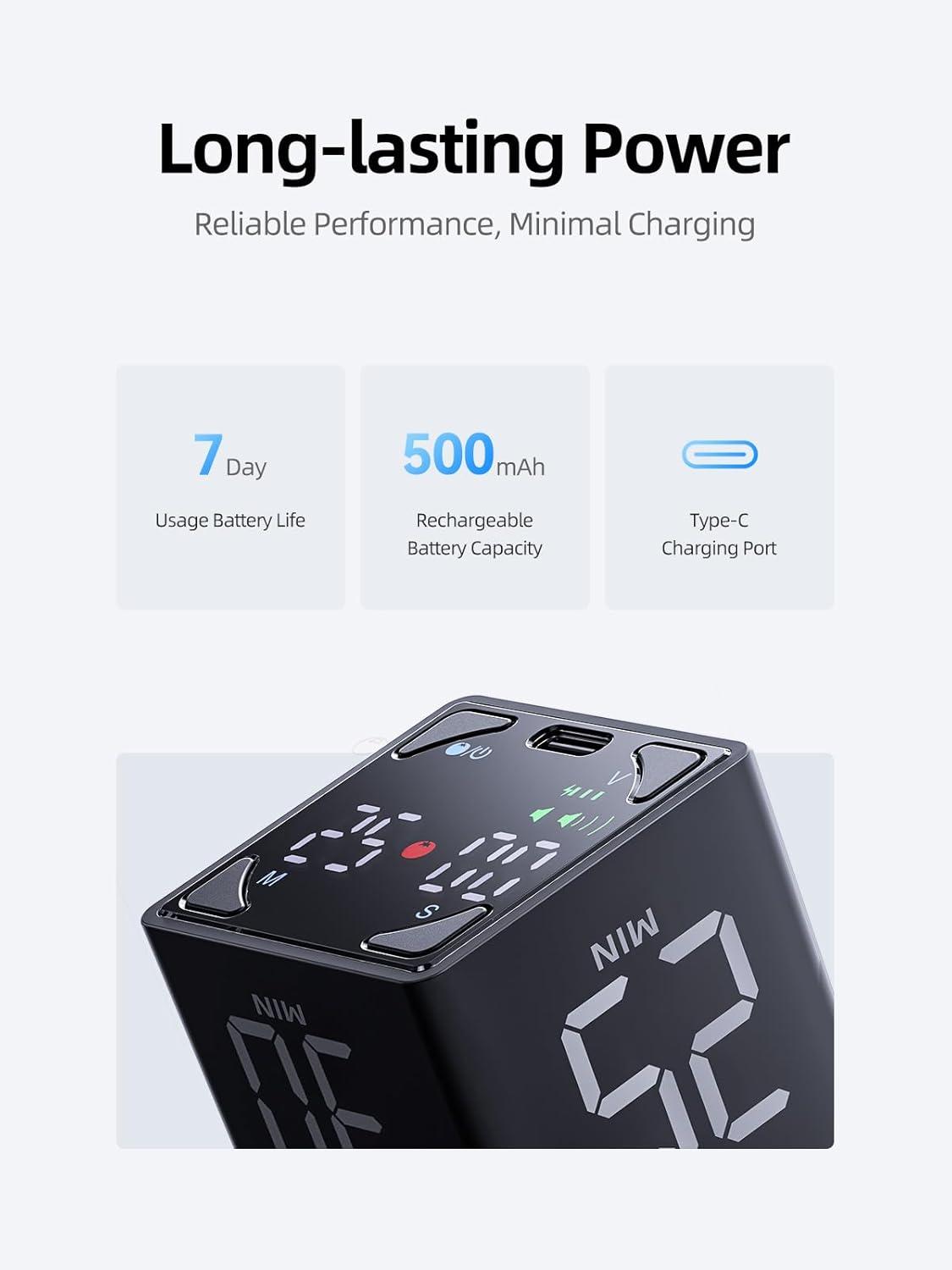 image:imageTicktime Pomodoro Timer Cube with 255 Auto Cycles 5253060 Min Presets Custom Timer Stopwatch Magnetic Rechargeable Silent Vibrate amp Sound for Task ADHD Study Work Meeting BlackJet Black