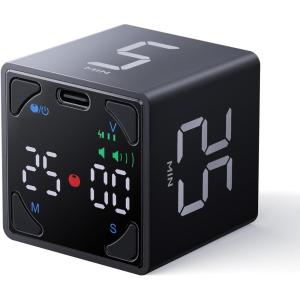 image:imageTicktime Pomodoro Timer Cube with 255 Auto Cycles 5253060 Min Presets Custom Timer Stopwatch Magnetic Rechargeable Silent Vibrate amp Sound for Task ADHD Study Work Meeting BlackJet Black